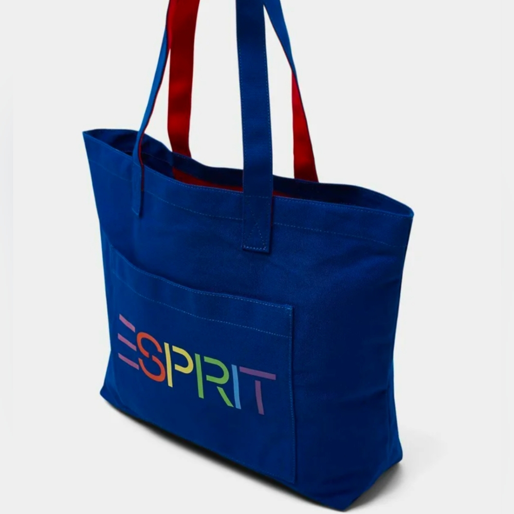 New ESPRIT Tote Bag Rainbow Logo Blue NWT Handbag